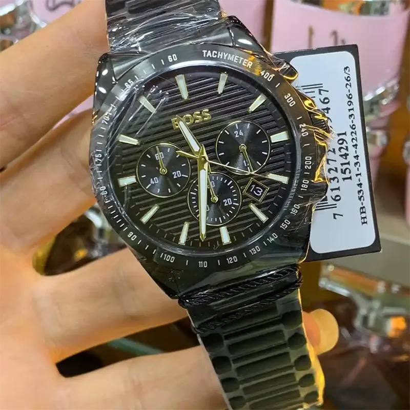 Hugo Boss Strike Chronograph Black Dial Multifunction Men's Watch- 1514291